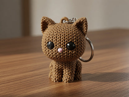3D Printed Knitted Kitten Keychain