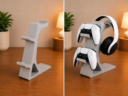 Gaming Headset & Controller Stand Desk Organizer for PS5, Xbox, PC Gaming Setup 3D Printed Display Stand