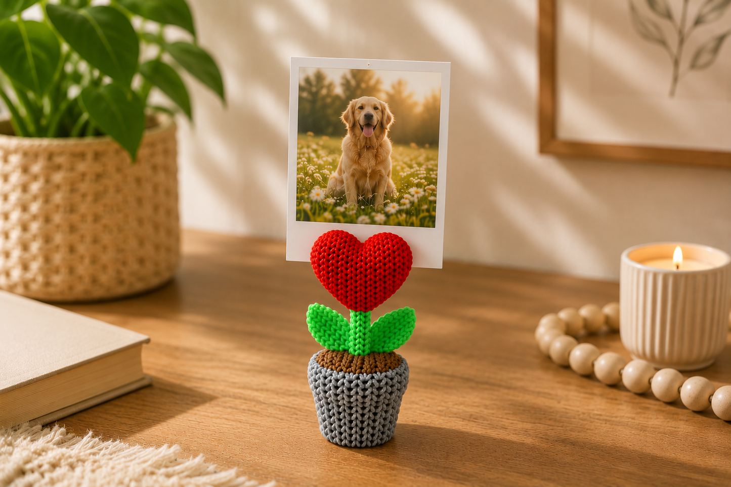 Heart Flower Polaroid Photo Holder